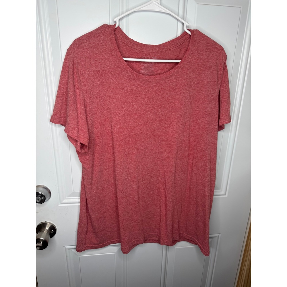 Time and Tru Womens XXXL Short Sleeve Scoop Neck Heathered Red T-Shirt Plus Size